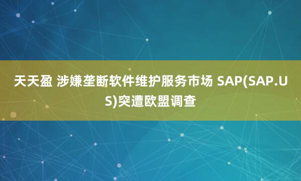 天天盈 涉嫌垄断软件维护服务市场 SAP(SAP.US)突遭欧盟调查